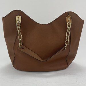 Michael Kors Brown Leather Hand Bag Shoulder Bag Chain Straps